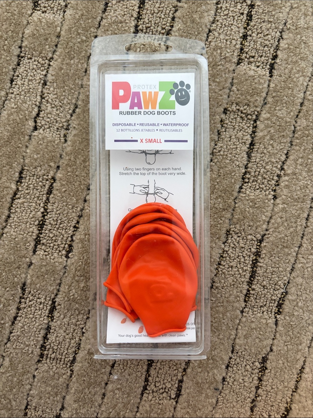 ProTex Pawz Rubber Dog Boots - Bright Orange X-Small